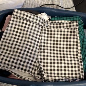 Checkered high waisted black and white shorts